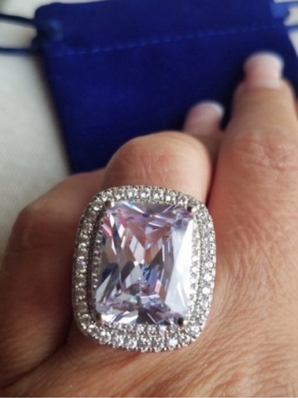 Swarovski Elements 925 Sterling Silver Huge Halo Solitaire Statement Ring NEW